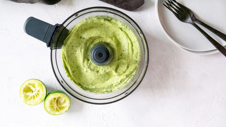 avocado cream sauce in a food processor 