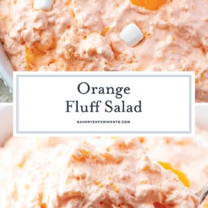 collage of orange fluff salads