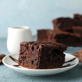 A piece of chocolate cake on a plate