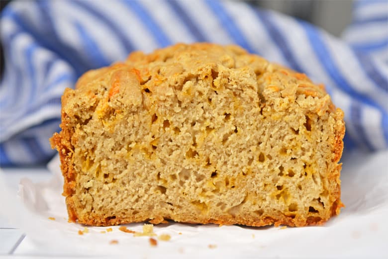 cross section slice of cheddar beer bread  