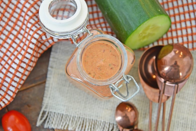 chipotle ranch dressing in a glass container  