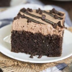 slice of chocolate poke cake
