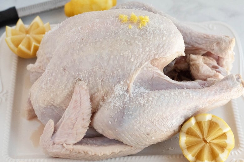 presalted turkey with lemon zest  