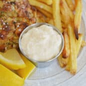 horseradish aioli dipping sauce on a plate