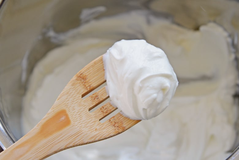 thick yogurt on a spoon 