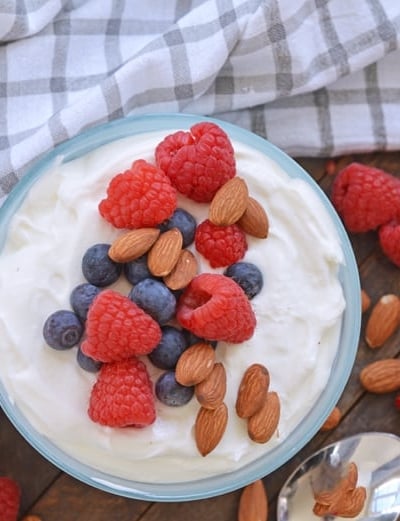 bowl of yogurt with fruit