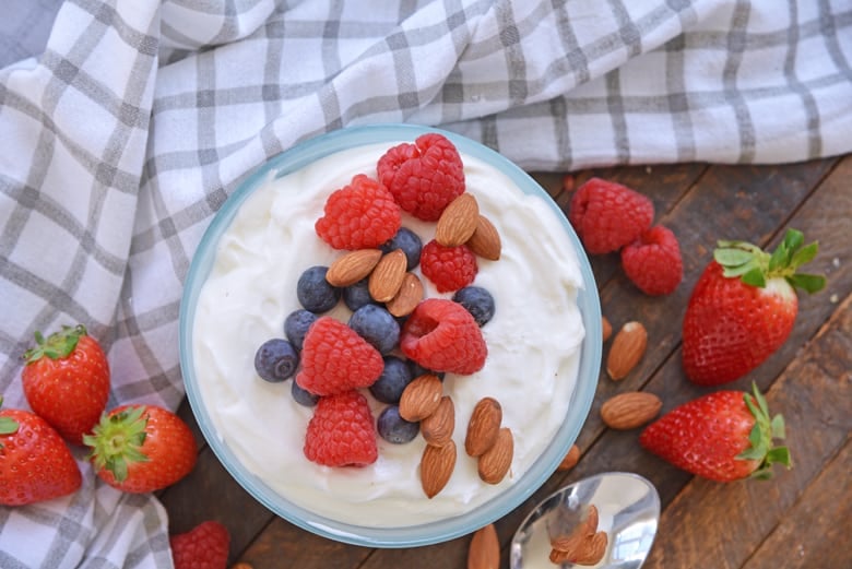 bowl of yogurt with fruit