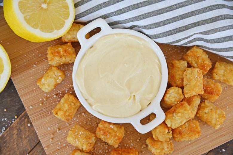 mustard aioli sauce with tater tots