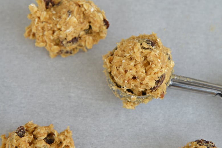 cookie dough in a cookie dough scoop 