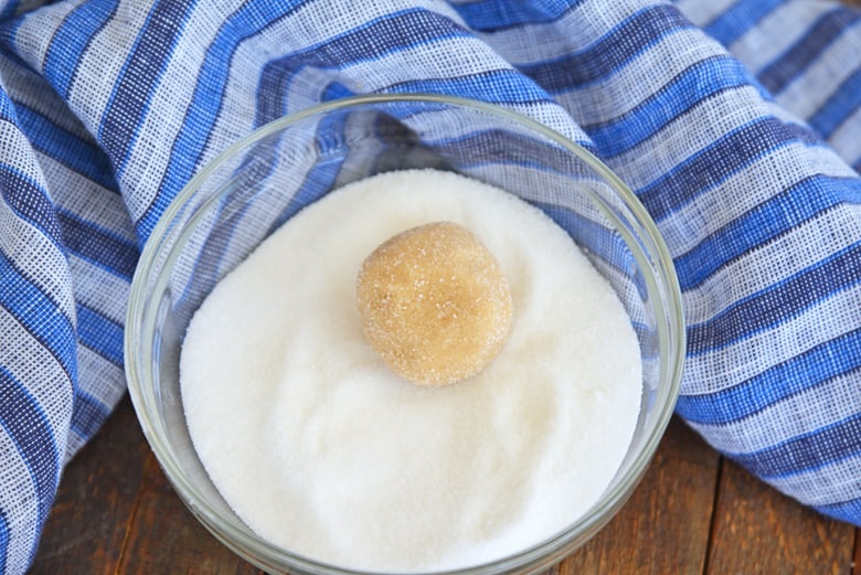 Peanut butter cookie dough rolled in sugar