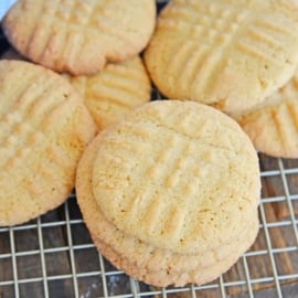 A close up of peanut butter cookies