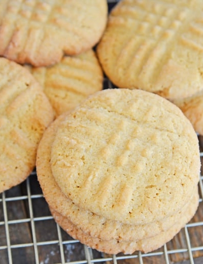 A close up of peanut butter cookies