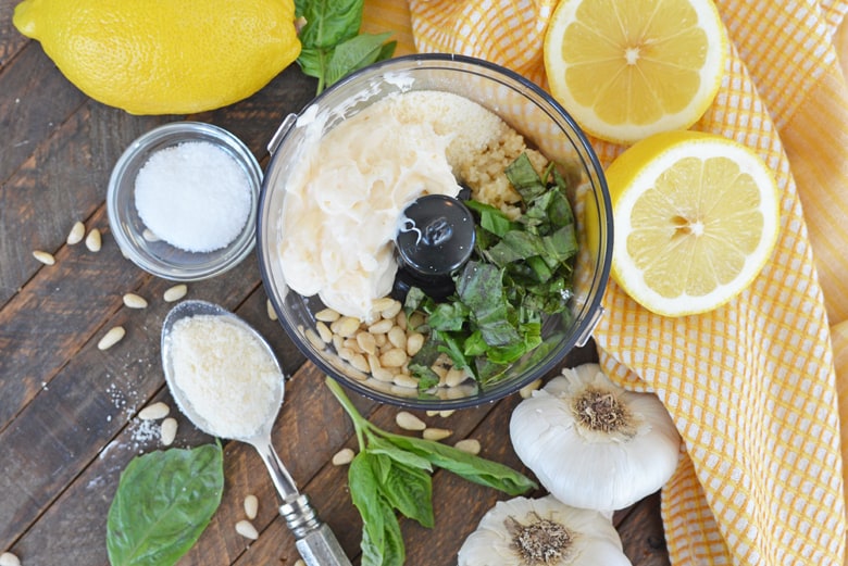 ingredients to make pesto aioli 