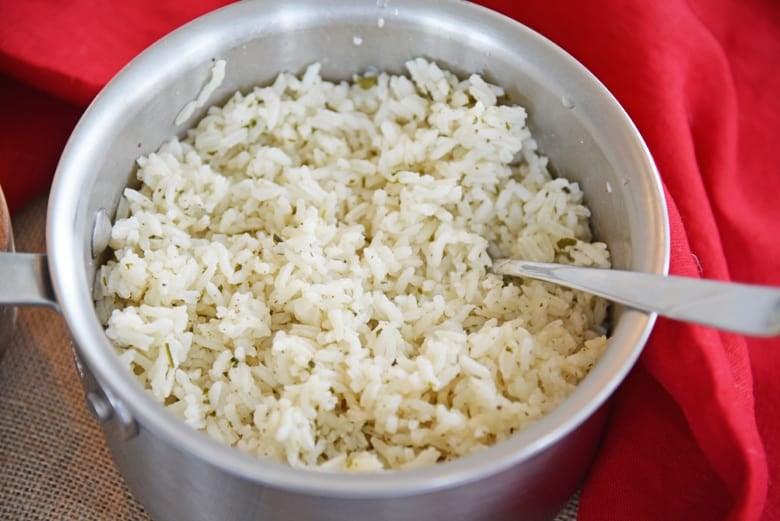 angle view of ranch rice in a saucepan 