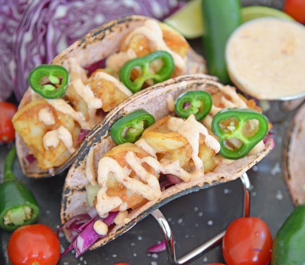 shrimp tacos with jalapeno