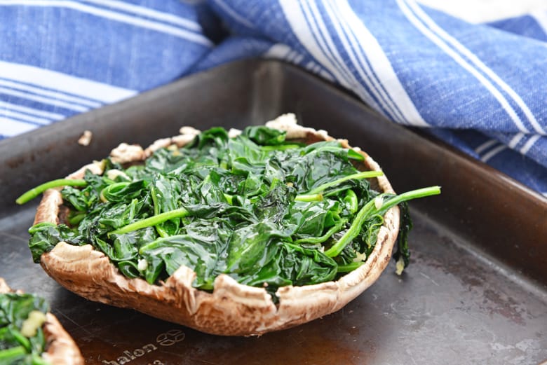 mushrooms stuffed with garlic spinach mixture 