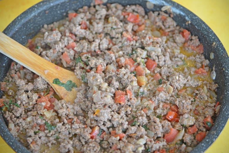 ground beef with taco seasonings and tomatoes 