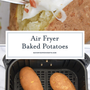 collage of air fryer baked potatoes
