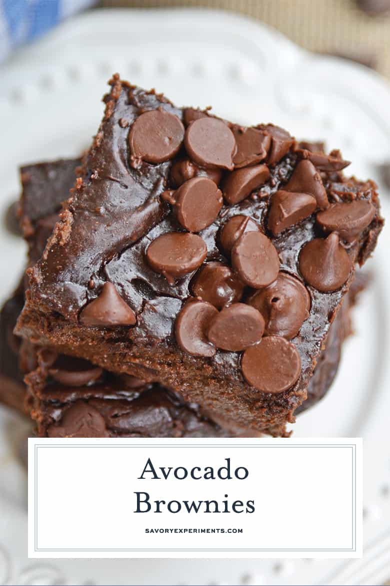 Close up of flourless avocado brownies for pinterest 