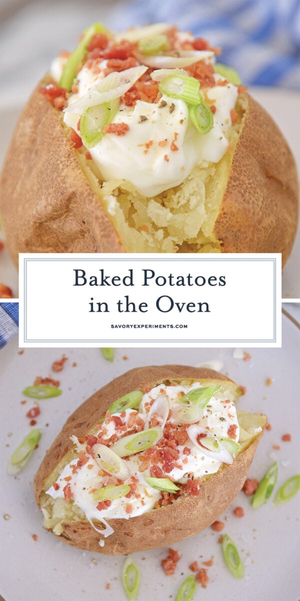 Baked potatoes in the oven for Pinterest 