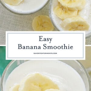 collage of banana smoothie for pinterest