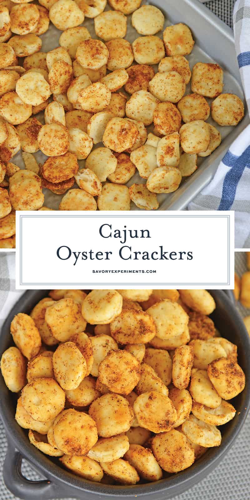 collage of cajun oyster crackers for pinterest