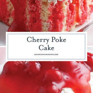 collage of cherry poke cake for pinterest