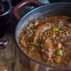 close up of lentil stew