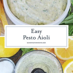 collage of pesto aioli images