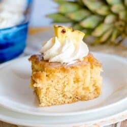 slice of pineapple poke cake