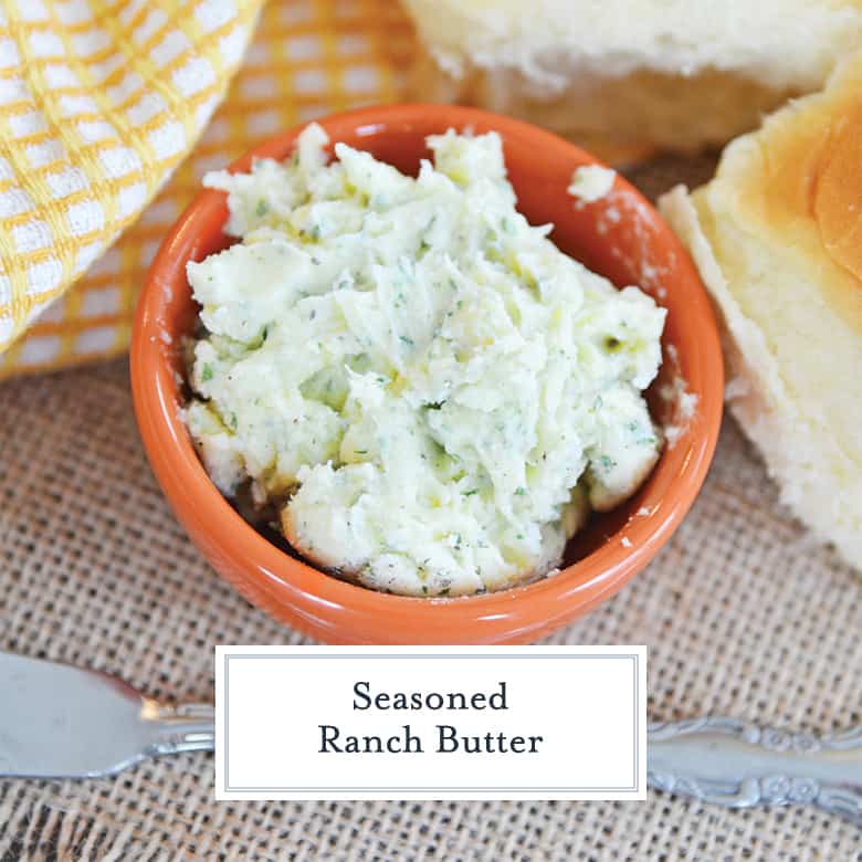 Ranch butter in an orange bowl