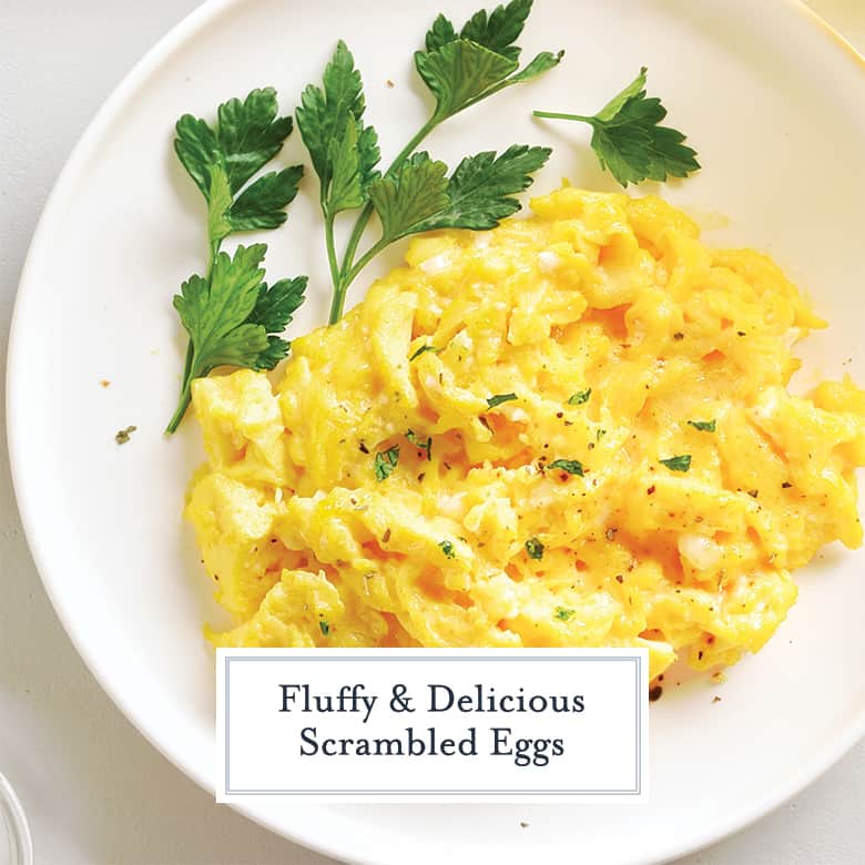 best scrambled eggs on a white place 