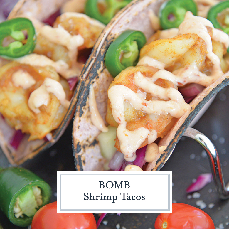 Close up of shrimp tacos 