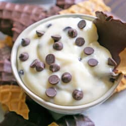 cannoli dip with waffle cone chips