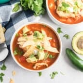 table with chicken tortilla soup