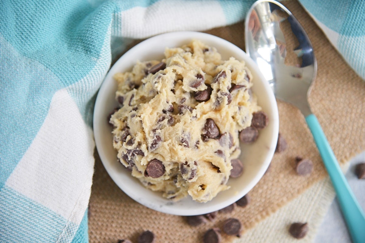 overhead of edible cookie dough