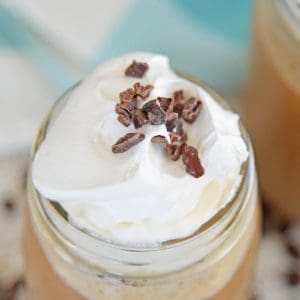 A close up of a coffee drink