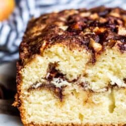 straight on shot of sliced apple cinnamon bread
