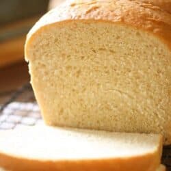 angled shot of slice white bread loaf