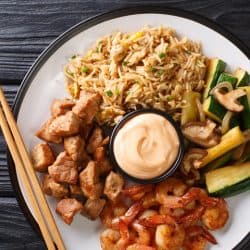 A plate of hibachi food
