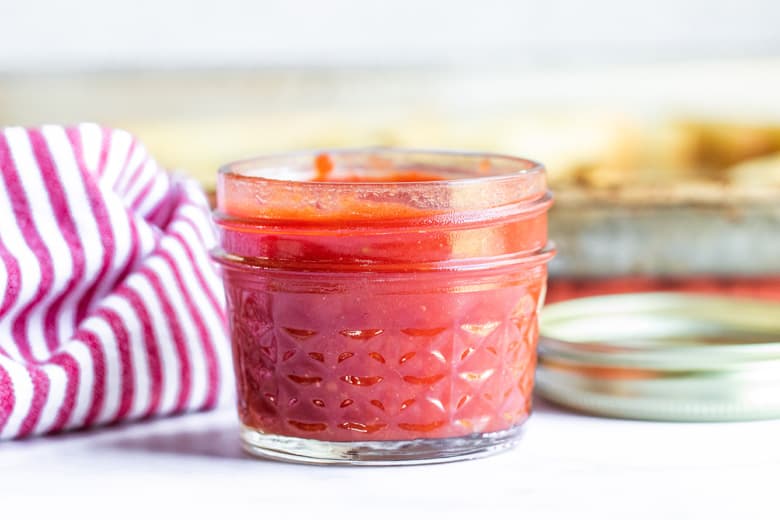 homemade ketchup in a glass jar  