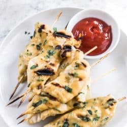 honey mustard skewers on a plate