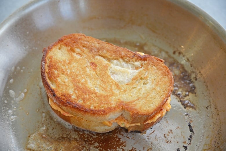 browned grilled cheese with butter 