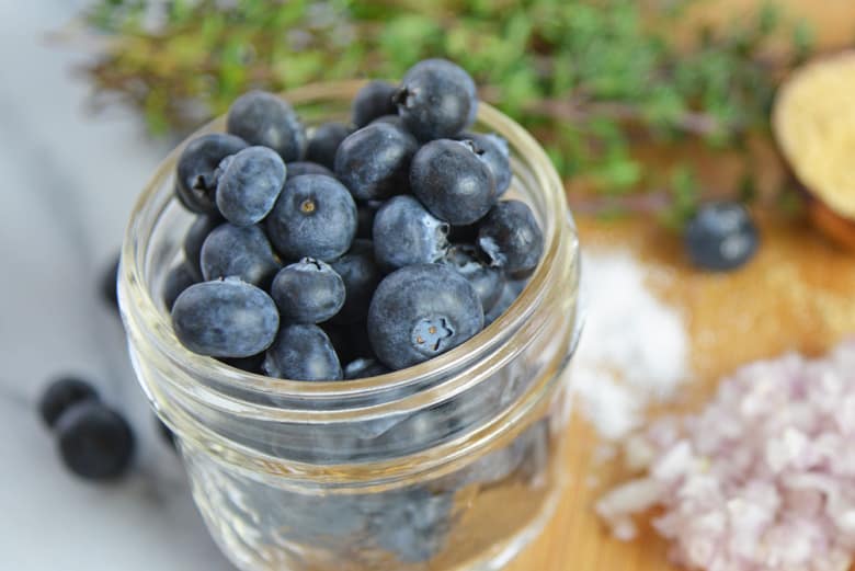 fresh blueberries in a glass bowl 