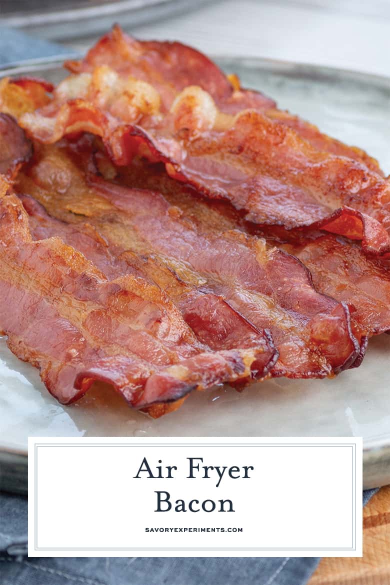 close up of air fryer bacon