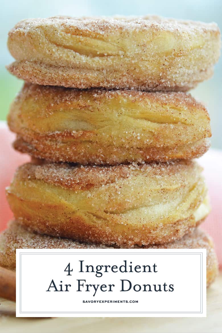 close up of air fryer donuts for pinterest 