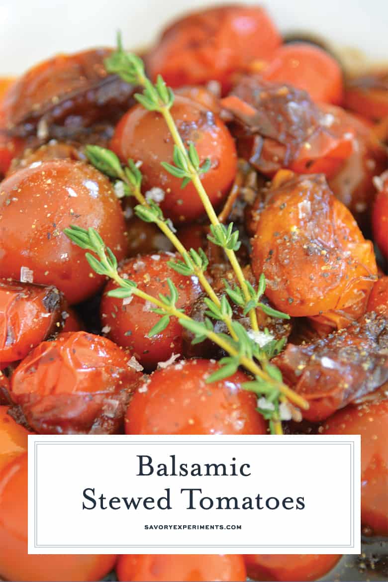 close up of balsamic tomatoes for pinterest 