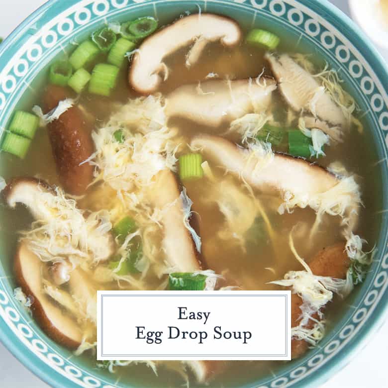 egg drop soup in a teal bowl