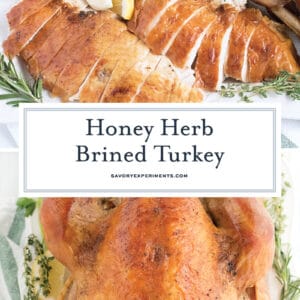 collage of herb brined turkey images