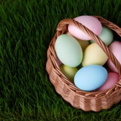 easter eggs in a basket